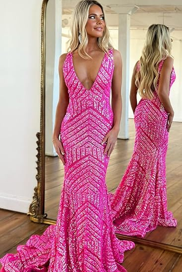 Elegant V Neck Sexy Sleeveless Mermaid Prom Dress,Orange Evening Dress Y5188