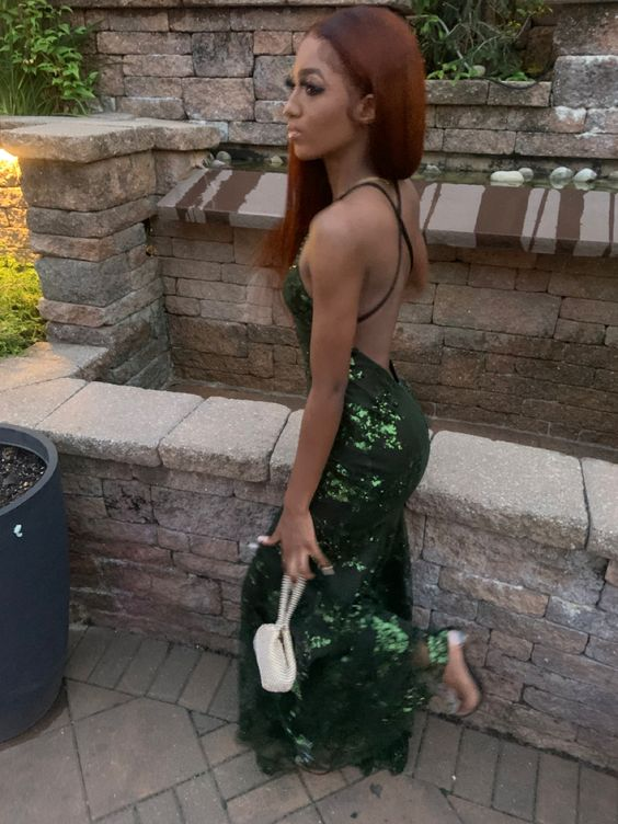 Green sequin prom dress, new design dress prom, sparkly evening dress Y6652