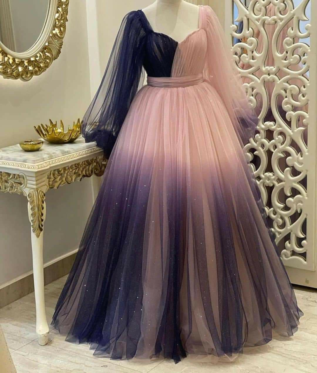 Unique A-line Ombre Tulle Prom Dress,Princess Dress Y4897