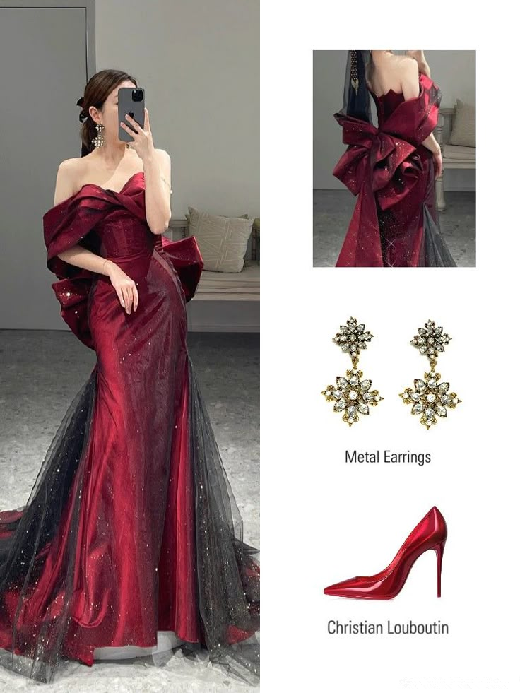Romantic Off The Shoulder Burgundy Evening Dress,Reception Dress Y4416