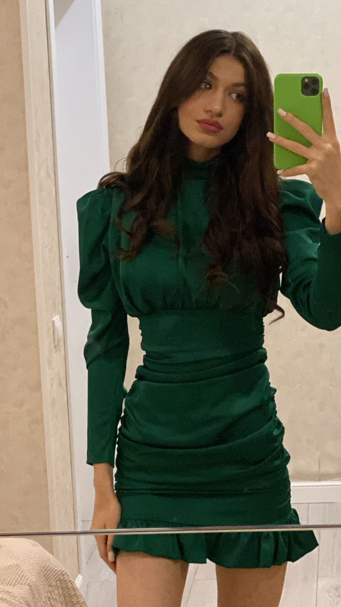 Sexy Green Long Sleeves Party Dress,Green Homecoming Dress Y5858