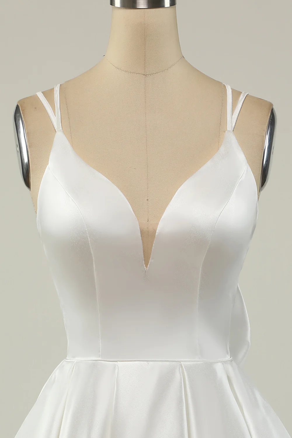 White Satin A-line Graduation Dress,White Short Homecoming Dress Y1849