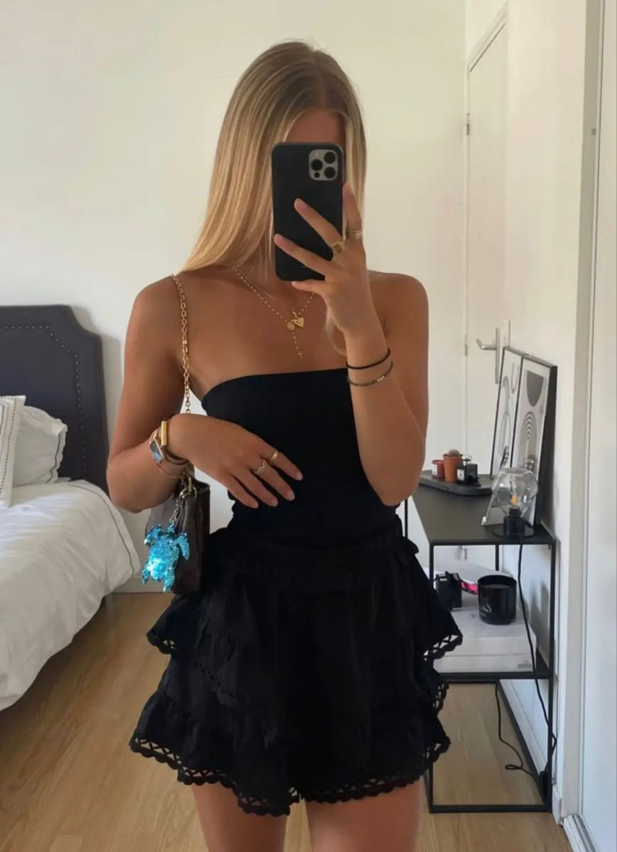 Black Strapless A-line Homecoming Dress,Black Mini Dress Y2163