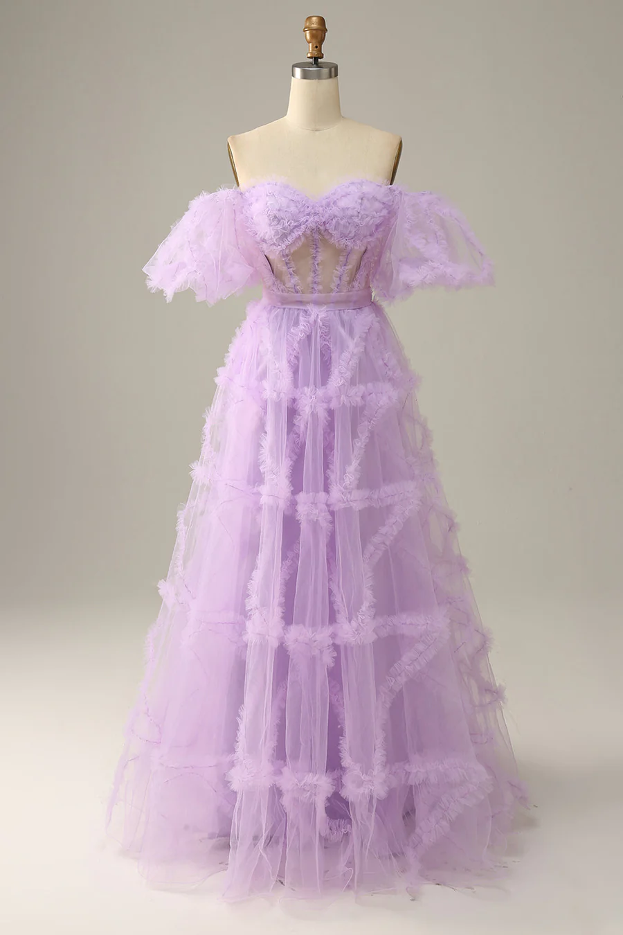 Fairytale Lavender Off the Shoulder Princess Gown,A-line Prom Dress Y6274