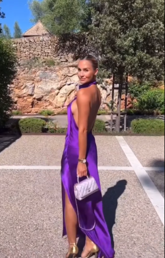 Elegant Purple Halter Neck Prom Dress,Purple Wedding Guest Outfit Y7447