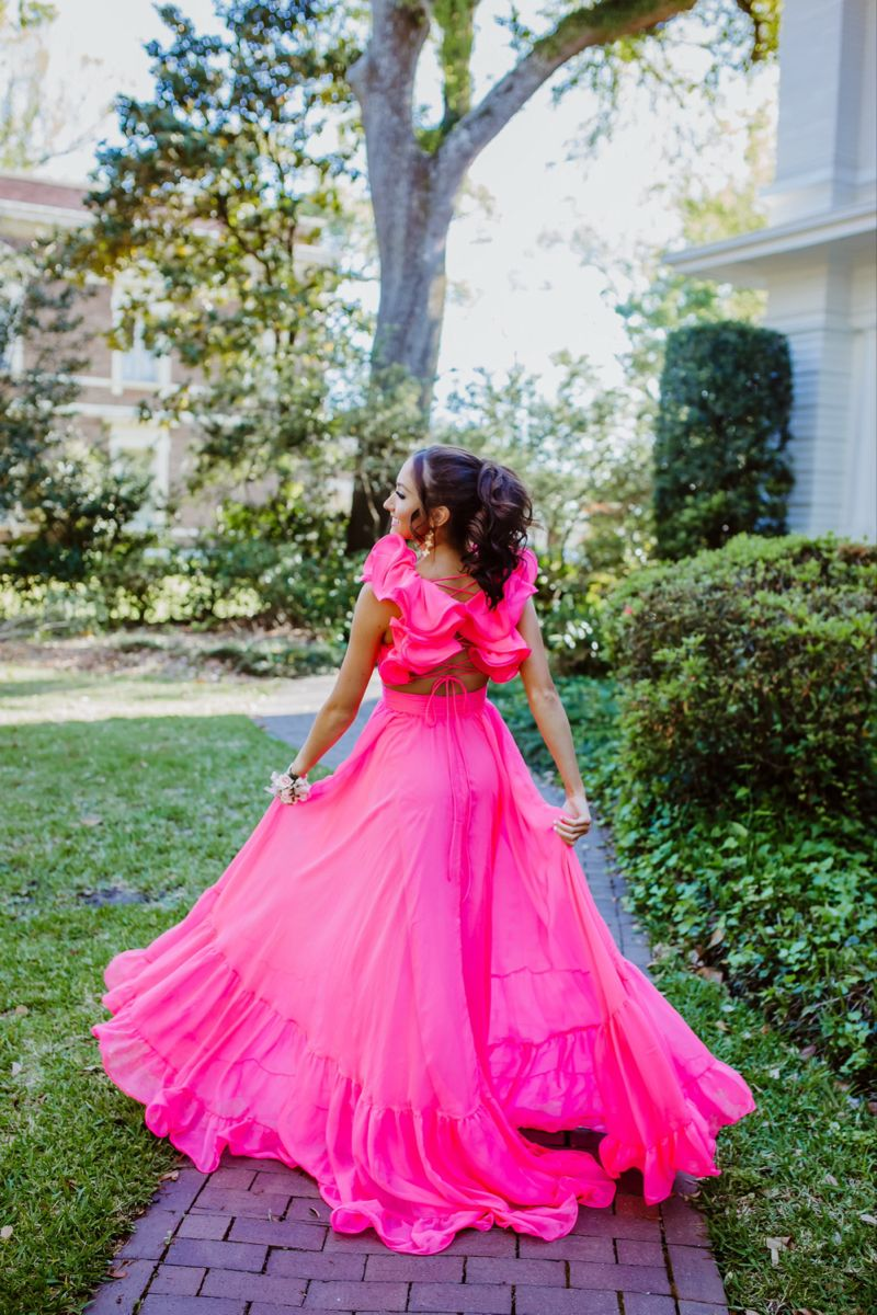 Chiffon A Line Ruffle Prom Dresses for Women V Neck Long Bridesmaid Dresses Backless Formal Evening Gowns Y3043