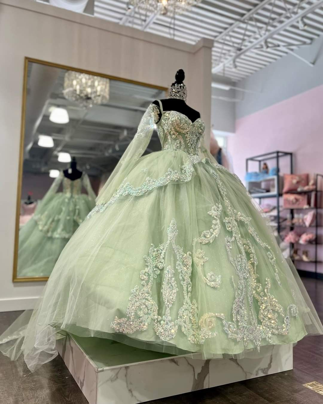Sage Green Tulle Ball Gown,Sweet 16 Dress,Princess Dress Y2251
