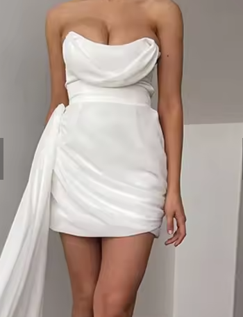 Chic White Homecoming Dress,White Wedding Guest Dress Y2958