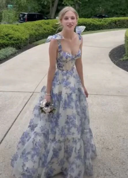 A Line Maxi Dress with Spaghetti Straps, Corset Prom Dress,Graduation Dress Y2873