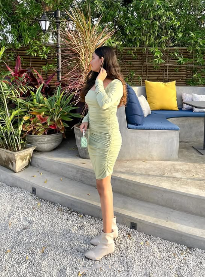 Cute Sage Green Short Homecoming Dress with Long Sleeves,Sexy Party Dress Y1913