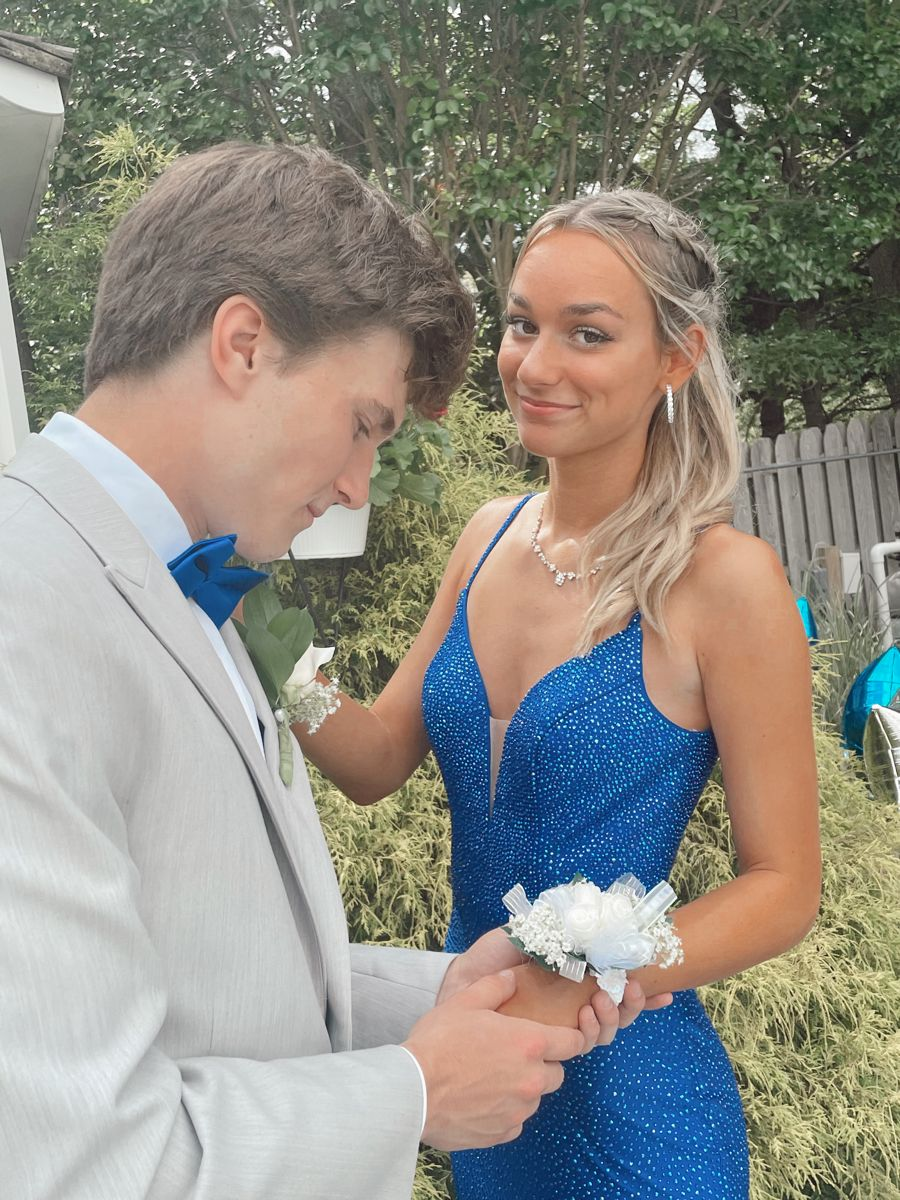Shiny Blue Mermaid Prom Dress,Backless Prom Gown Y4124