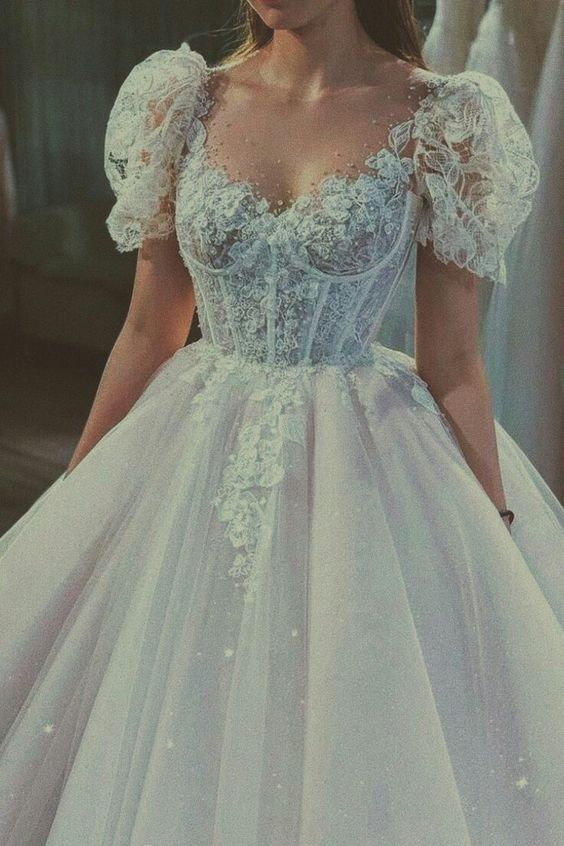 Elegant White Tulle Corset Prom Dress Lace Embroidery For Girls Y50