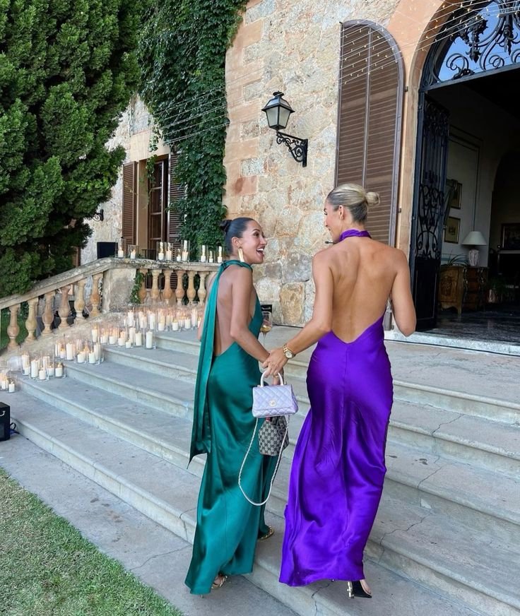 Elegant Purple Halter Neck Prom Dress,Purple Wedding Guest Outfit Y7447