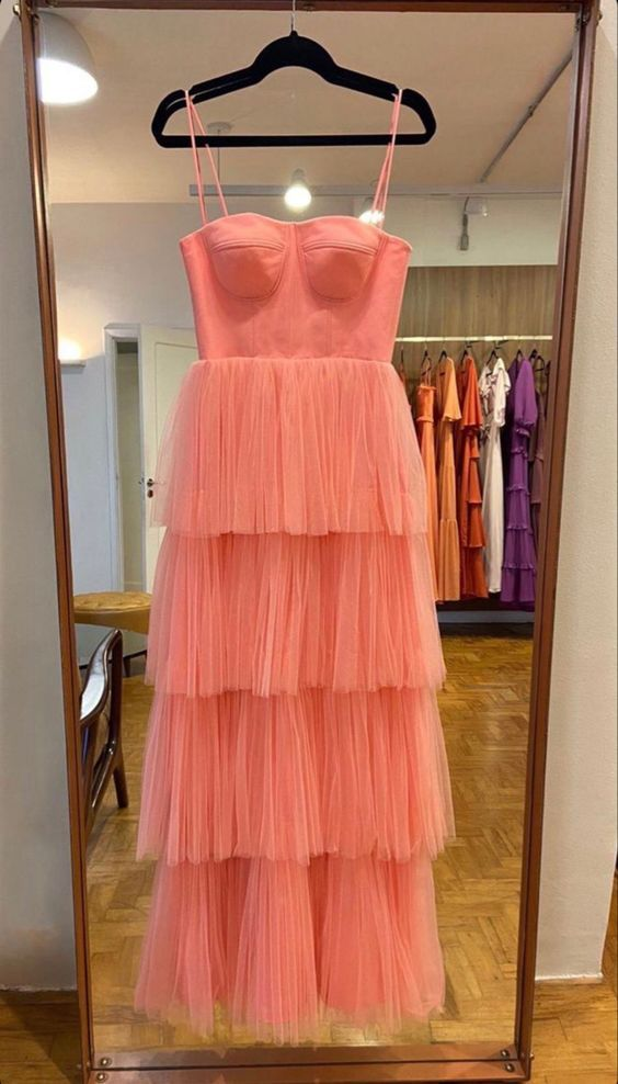 New Arrival Tiered Tulle Prom Dress, Long Evening Dress Y4955