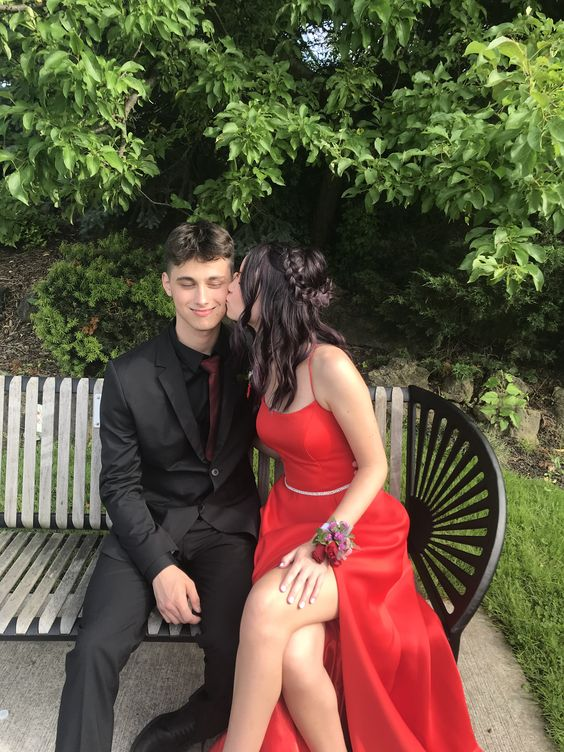 Simple Red A-line Prom Dress,Lace-up Back Evening Dress Y6547