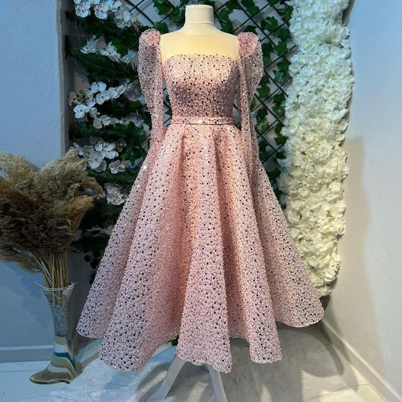 Sparkling Pink Evening Night Dress For Women Formal Prom Party Gowns Y6084
