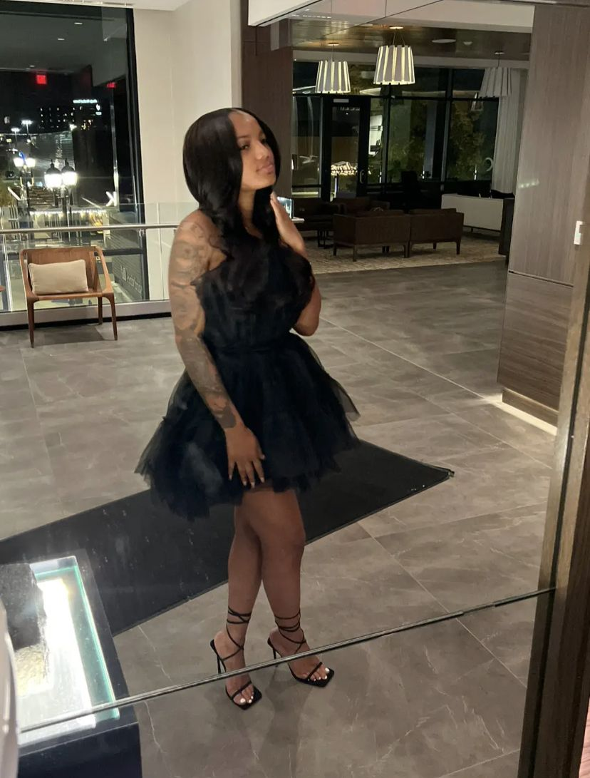 Black Tulle Party Dress,Black Short Homecoming Dress Y4518