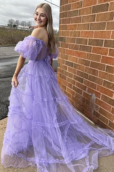 Fairytale Lavender Off the Shoulder Princess Gown,A-line Prom Dress Y6274