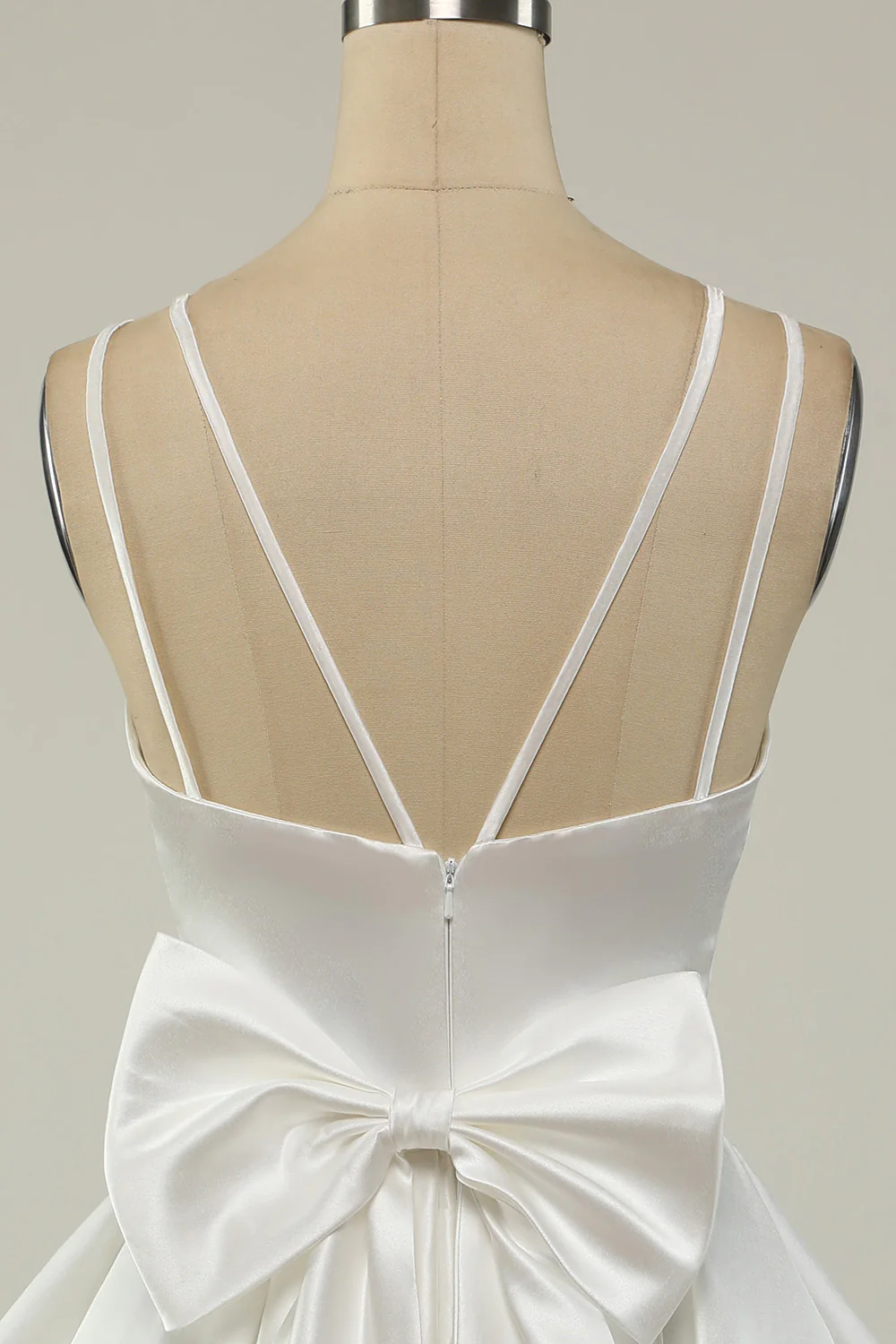 White Satin A-line Graduation Dress,White Short Homecoming Dress Y1849