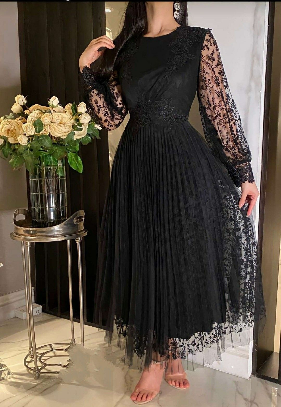 Elegant Black A-line Evening Dress,Black Formal Dress Y5730