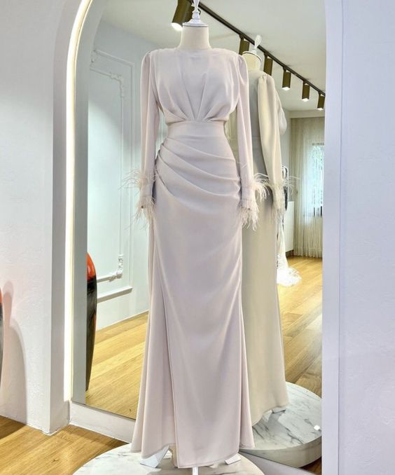 Charming Sheath Long Sleeves Prom Dress,Party Gown Y6893