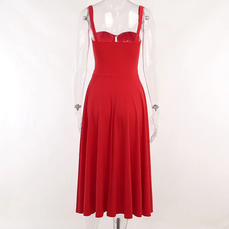 Red Vintage Sexy Romantic Dress High Waist Split Prom Dress Y5060