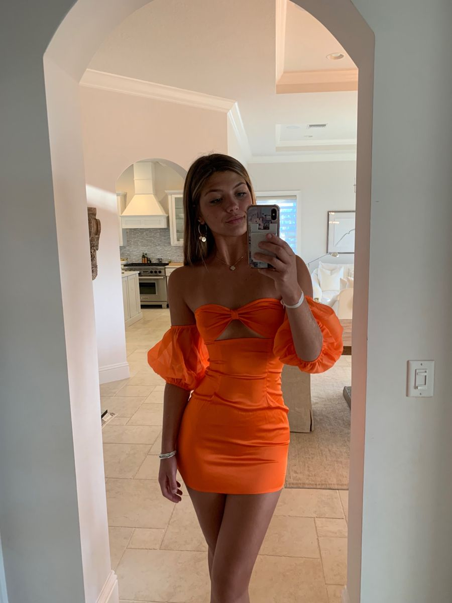 Sexy Orange Bodycon Dress,Orange Homecoming Dress Y2993