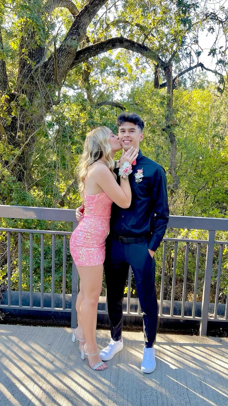 Pink Sequins Homecoming Dress,Pink Party Dress Y2244
