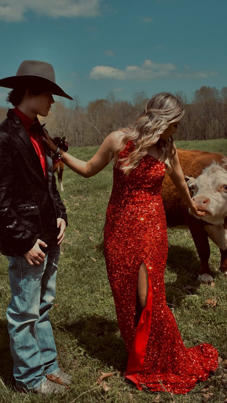 Elegant One Shoulder Red Sequins Long Prom Dress Side Split Y966