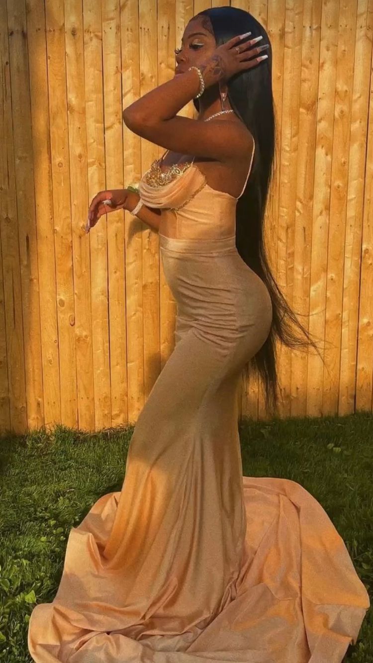 Mermaid Spaghetti Straps Prom Dress Sexy Evening Dress With Train Y544