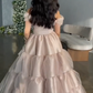 Elegant Tulle Satin Ball Gown Off The Shoulder Layered Prom Dress Y7633