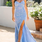Mermaid Pink Sequin Long Prom Dresses with Side Slit Y502