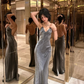 New Style V Neck Long Evening Dress,Trendy Prom Gown Y7389