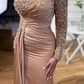 Beautiful Long Mermaid Beading Prom Dress With Long Sleeves Y6604