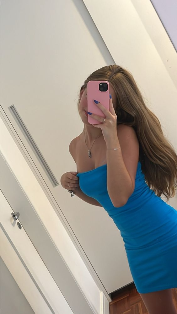 Cute Strapless Blue Homecoming Dress,Blue Bodycon Dress Y1996