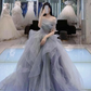 Charming A-line Tulle Prom Dress,Elegant Evening Gown Y1919