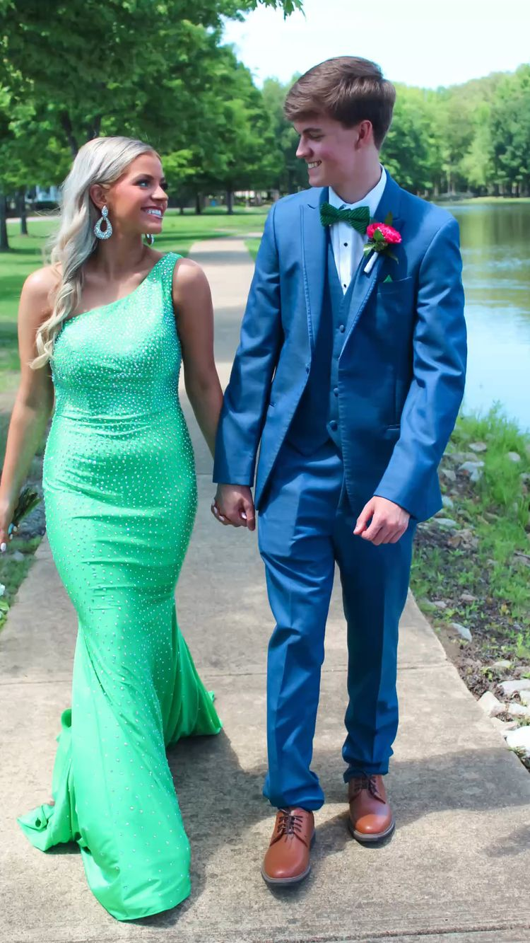 Luxurious Green Mermaid One Shoulder Prom Dress Y4332