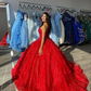 Elegant Red Ball Gown Quinceanera prom Dress For Sweet 16  Y2059
