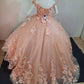 Peach Dress Sweet 15 16 Dress Off Shoulder Princess Lace Up Ball Gown Y2686
