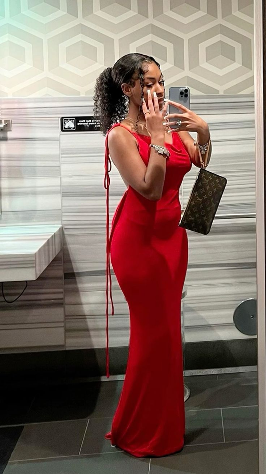 Sexy Red Sheath/Column Prom Dress,Backless Prom Gown Y4525