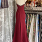 Charming Burgundy Lace Mermaid Evening Dress Straps Prom Dress Y7685