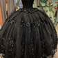 Black Ball Gown Quinceanera Dresses with Flowers,Sweet 16 Dresses Y5753