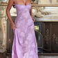 Elegant Purple Print Floral Lace Long Party Dress Evening Gown Y7492