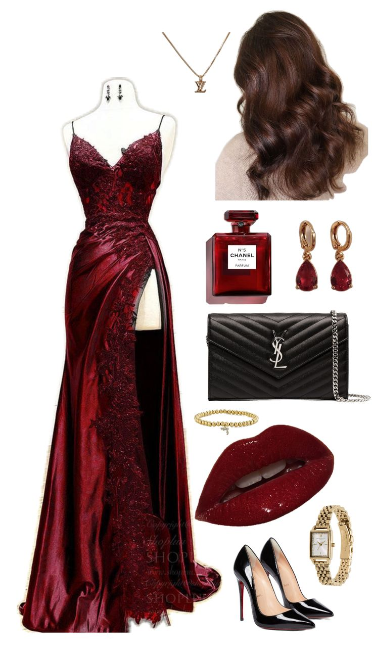 Elegant Burgundy Straps Appliques Mermaid Long Slit Slit Prom Dress  Y7711