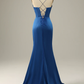 Royal Blue Spaghetti Straps Mermaid Prom Dress Y4140