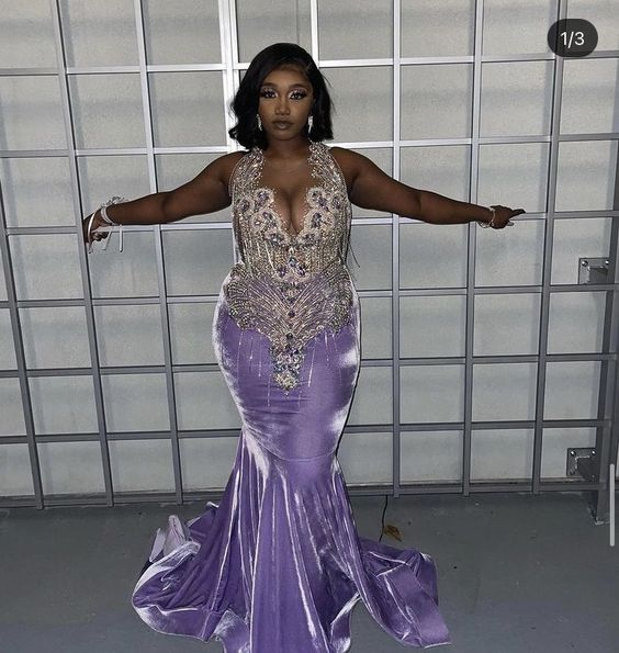 Sexy Purple Mermaid Long Prom Dresses Long Evening Dress  Y1837