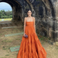 A-line Orange Long Prom Dress,Extravagant Evening Dresses Y2856