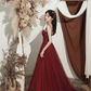 High quality sequin long prom dress burgundy evening dress Y4704