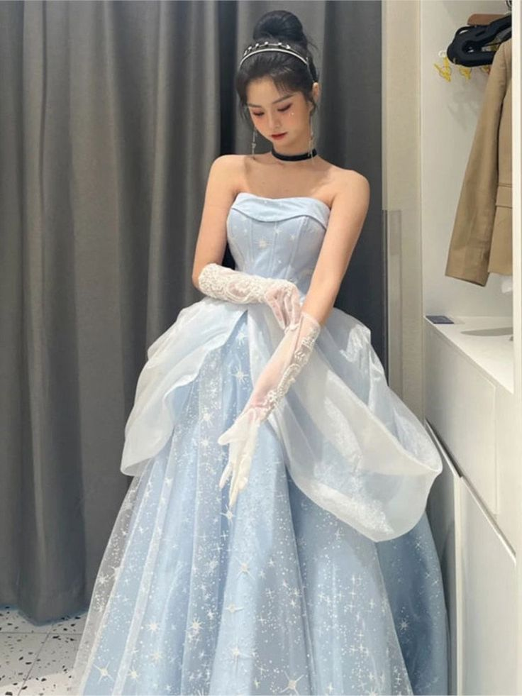 Blue Prom Dress Vintage Sweet Princess Fairy Dress Y5973