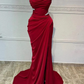 Vintage Burgundy Spaghetti Straps Beaded Mermaid Formal Evening Dress Prom Dress Y7688